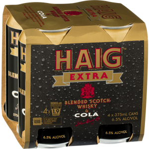 Haig Extra Whisky & Cola Cans 375mL (4 Can Pack)